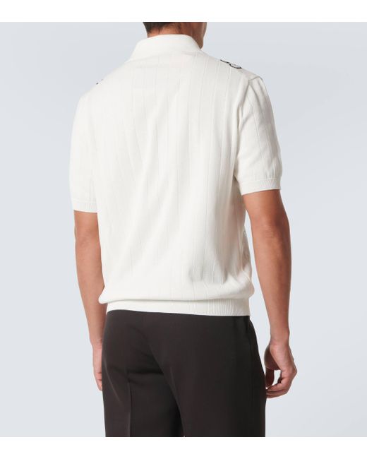 Gucci White Gg Argyle Polo Shirt for men