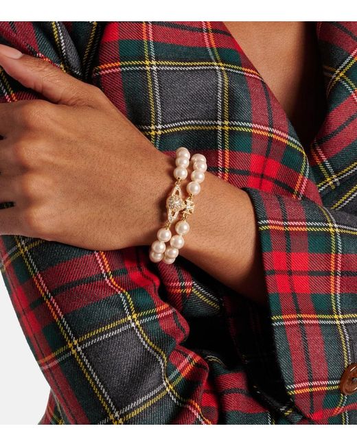 Vivienne Westwood Metallic Graziella Embellished Faux Pearl Bracelet