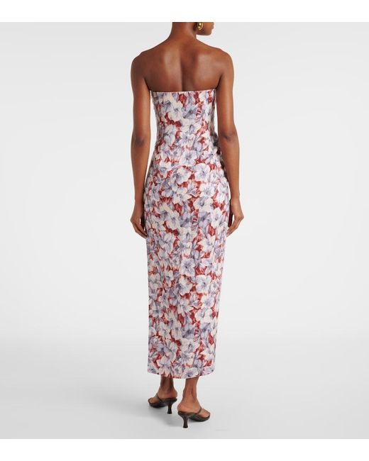 Posse Purple Rosalie Floral Linen Maxi Dress