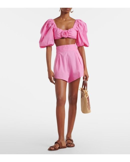 Adriana Degreas Pink Cotton Wide-Leg Shorts