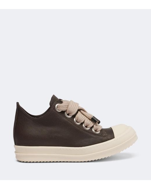 Rick Owens Brown Jumbolace Leather Sneakers