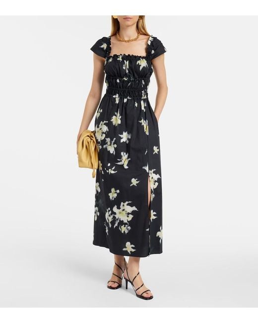 Altuzarra Black Floral Cotton-Blend Midi Dress