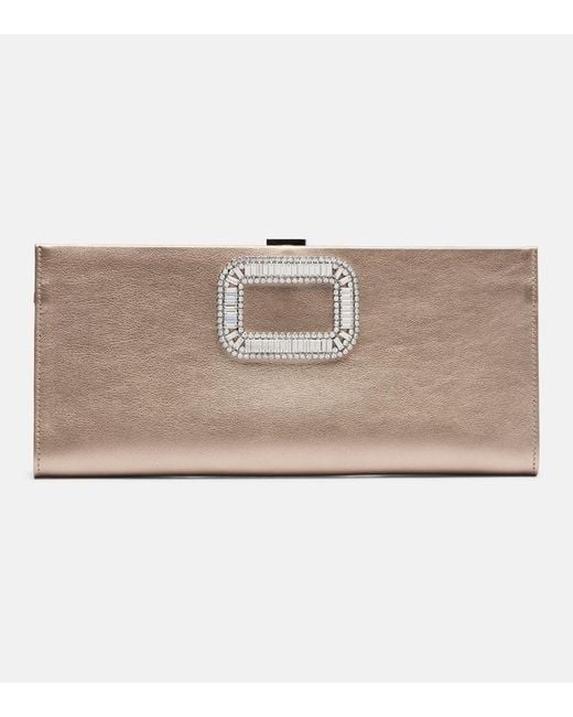 Roger Vivier Natural Pilgrim Small Leather Clutch