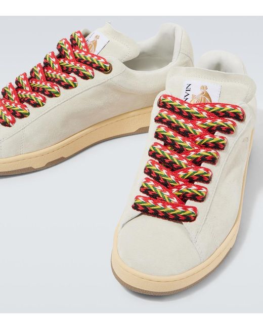 Lanvin White Curb Lite Suede Sneakers for men