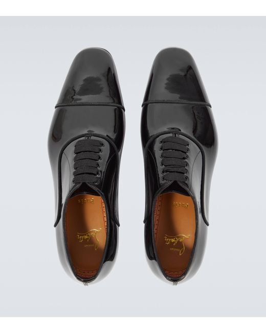 Christian Louboutin Black Greggo Patent Leather Oxford Shoes for men