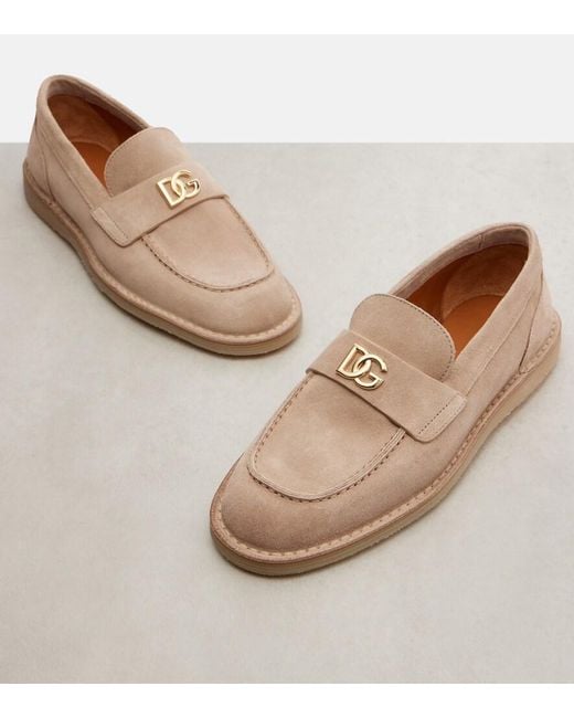 Dolce & Gabbana Pink Dg Suede Loafers