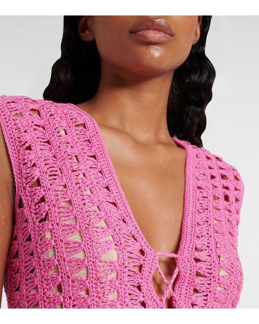 Anna Kosturova Purple Jennifer Crochet Cotton Minidress