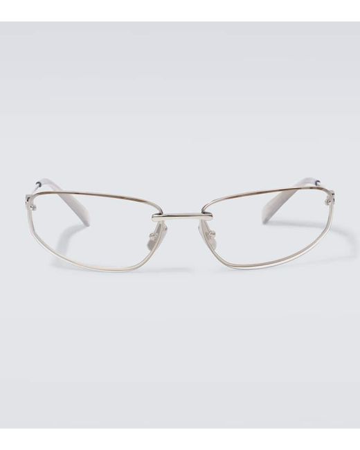 Miu Miu Ovale Sonnenbrille in Metallic für Herren