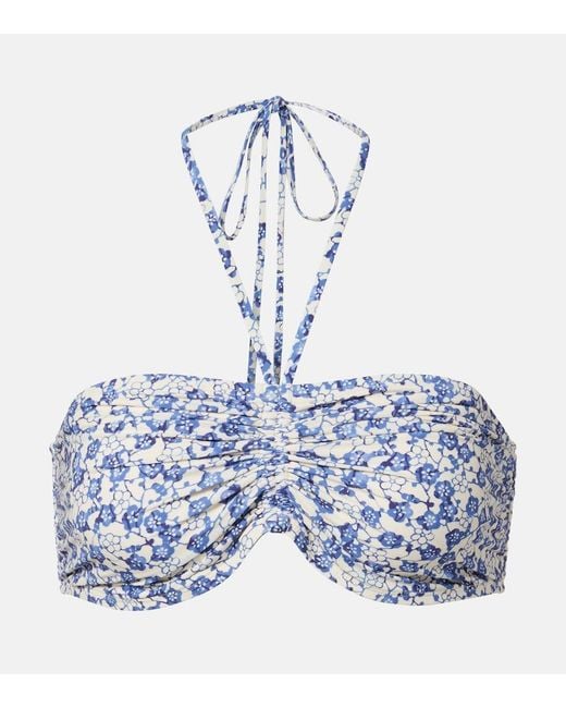 Isabel Marant Blue Salmage Floral Bikini Top