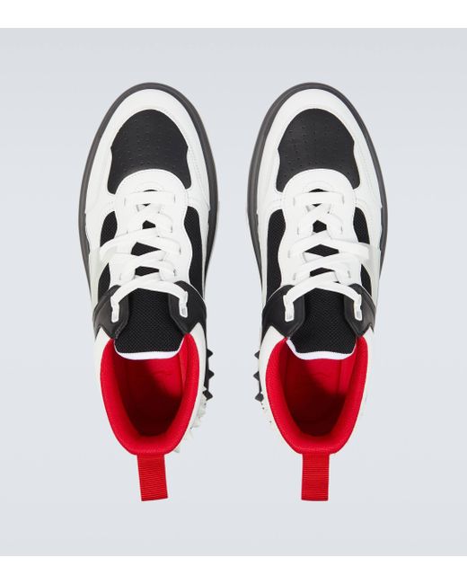 Christian Louboutin White Astroloubi Leather-trimmed Sneakers for men