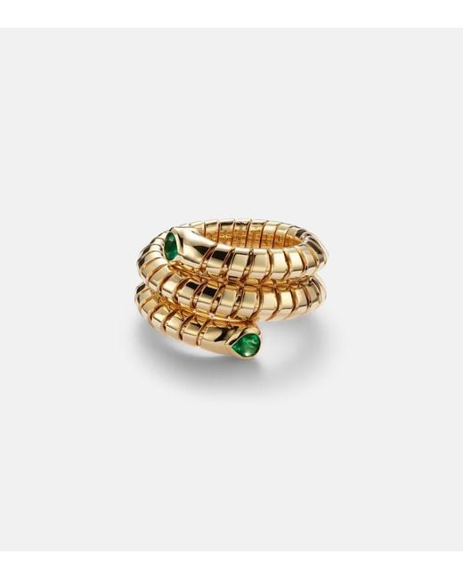 Marina B White Trisola 18Kt Ring With Emeralds