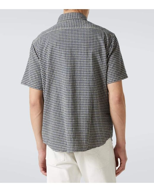 Camisa De Algodon Y Lino A Cuadros RRL de hombre de color Black