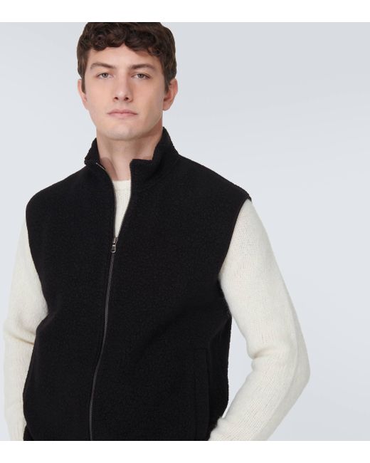 Sunspel Black Fleece Wool-blend Vest for men