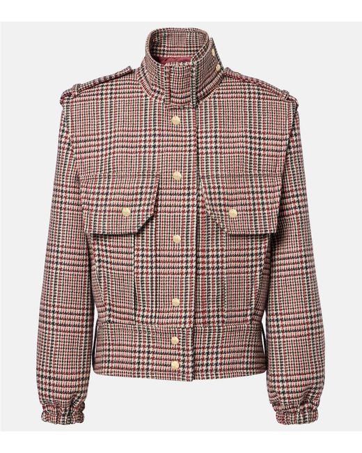 Patou Brown Checked Virgin Wool Jacket