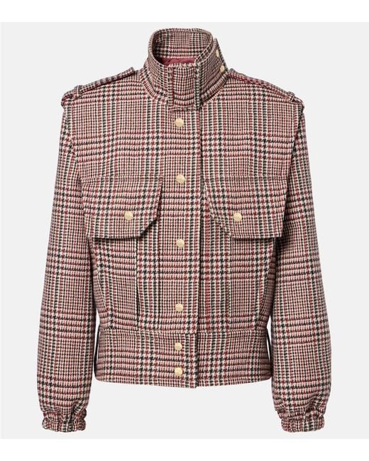 Patou Brown Checked Virgin Wool Jacket