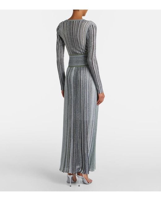 Missoni Gray Striped Lame Maxi Dress