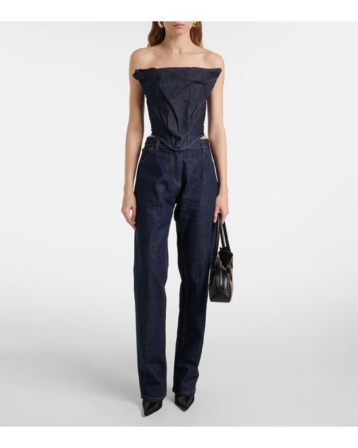 Magda Butrym Blue Re25 Denim Corset Top