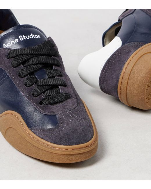 Acne Blue Logo Suede-trimmed Sneakers