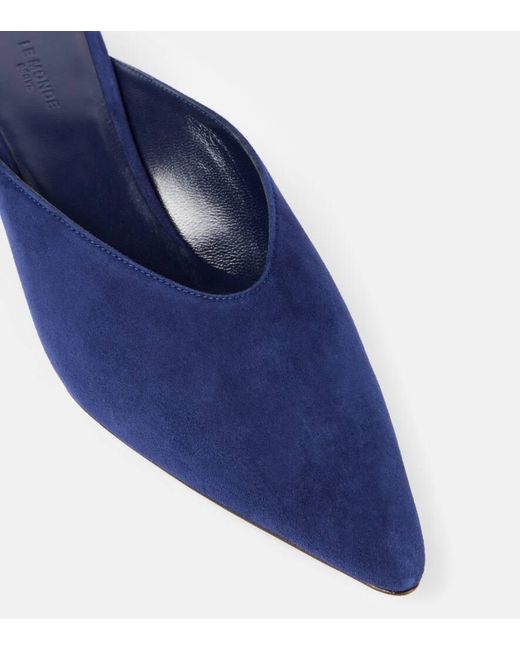 Le Monde Beryl Blue Suede Wedge Mules