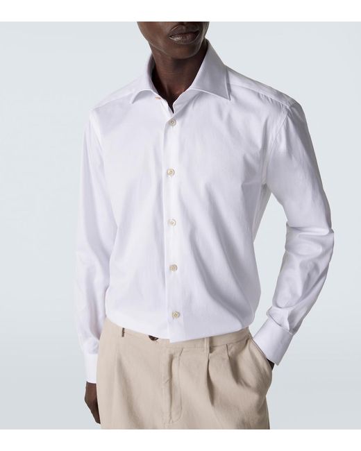 Kiton White Cotton Poplin Shirt for men