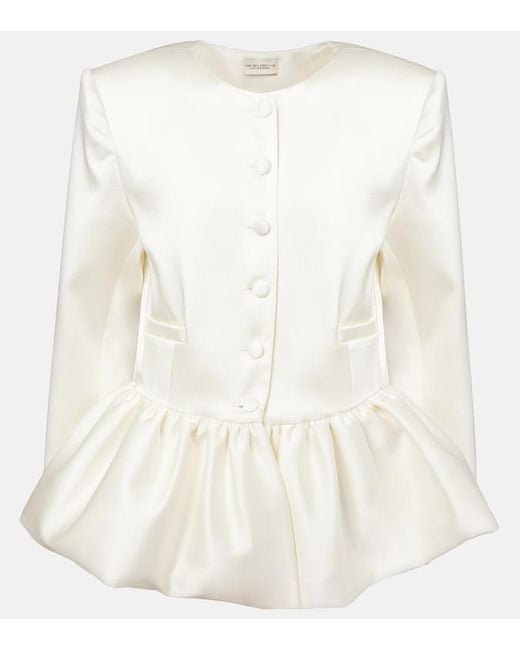 The New Arrivals Ilkyaz Ozel White Meringue Ruffled Satin Jacket