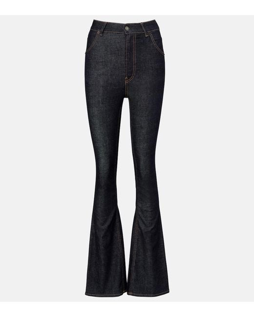Acne Blue High-Rise Cotton-Blend Flared Pants