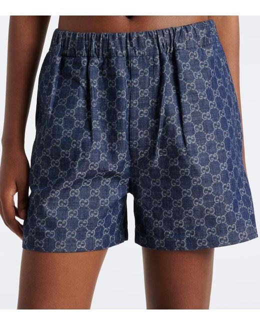 Gucci Blue Gg Denim Shorts