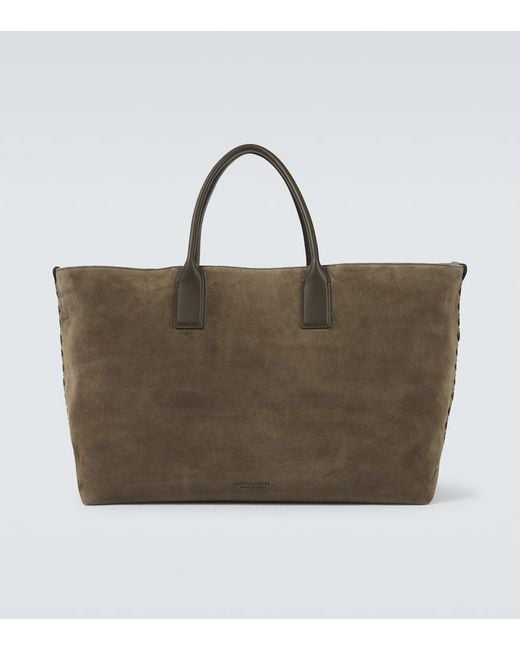 Bottega Veneta Tote Bag Cabat Large Aus Veloursleder in Green für Herren