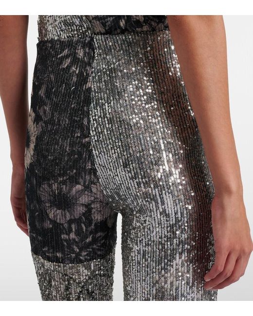 Maison Margiela Gray Sequined Patchwork Slim Pants