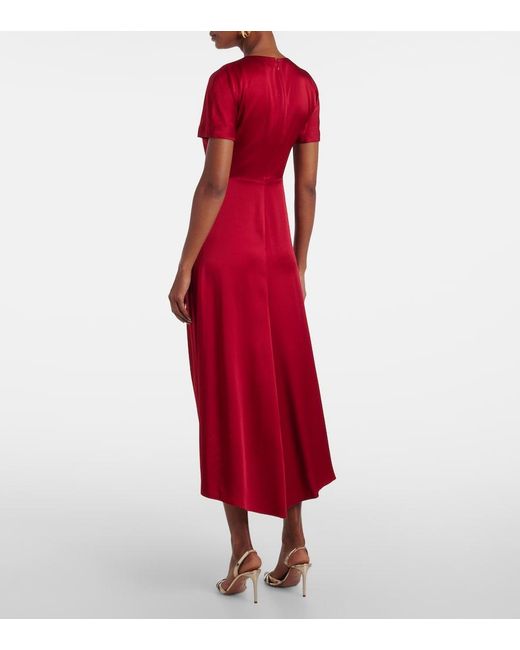 Victoria Beckham Gathered Satin Midi Dress