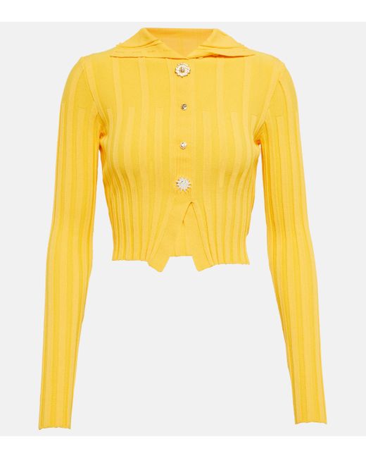 Jacquemus Le Bando Ribbedknit Cardigan in Yellow Lyst UK