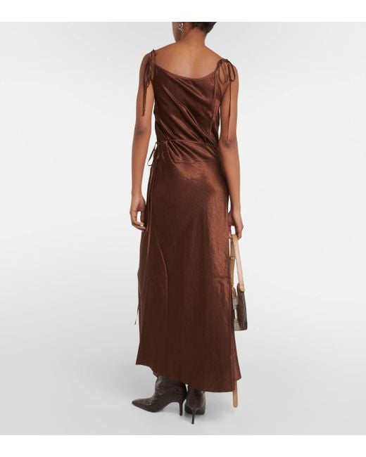 Acne Brown Satin Midi Dress