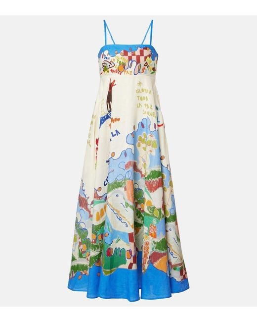 ALÉMAIS Blue X Nadia Hernandez Maxikleid Aus Leinen
