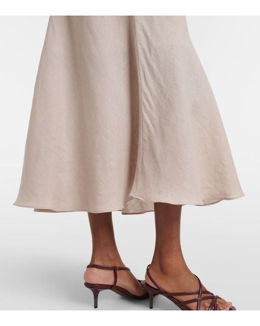 Brunello Cucinelli Natural Linen Midi Skirt