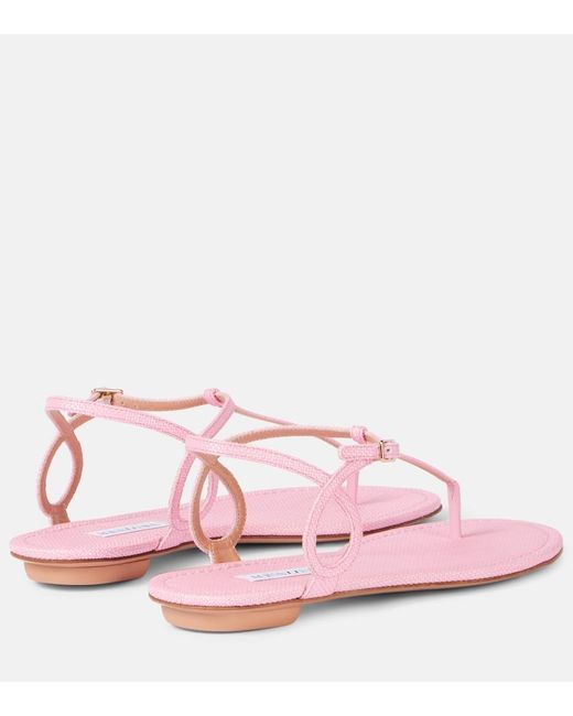 Aquazzura Pink Almost Bare Raffia-Effect Sandals