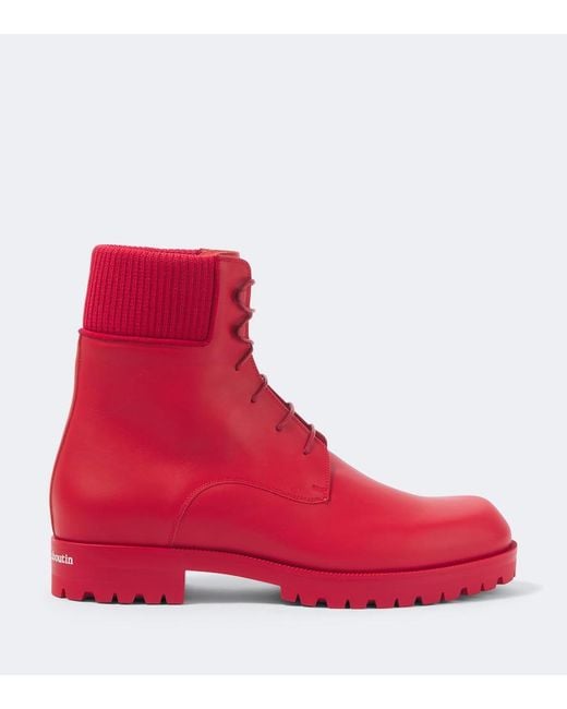 Christian Louboutin Red Trapman Tct 2 Leather Lace-Up Boots for men