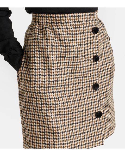 Valentino Natural Houndstooth Virgin Wool Miniskirt