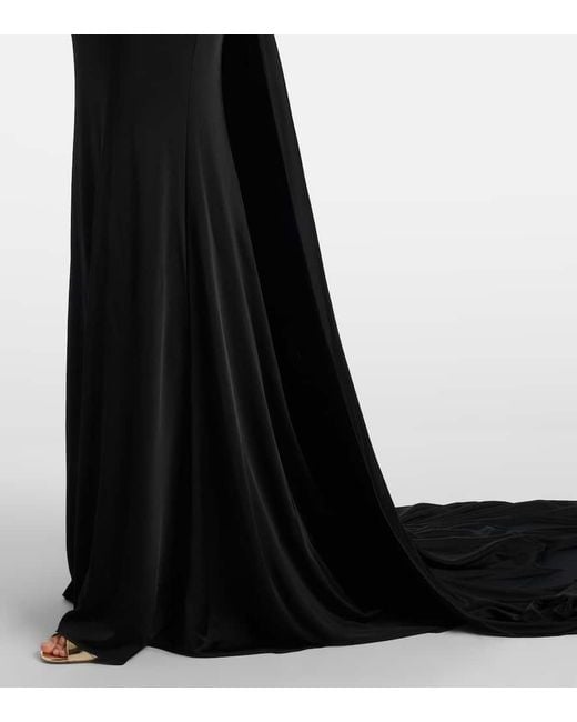 David Koma Black Gathered Jersey Gown