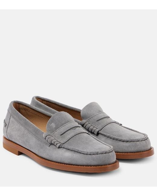 Tod's Gray Suede Loafers