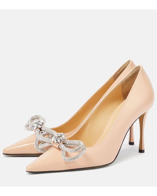 Mach & Mach Natural Double Bow Patent Leather Pumps