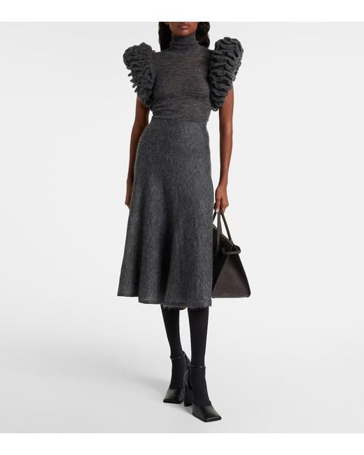 Alaïa Gray Midirock Aus Einem Mohairgemisch