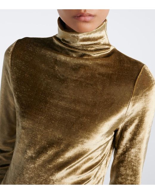 Lemaire Green Velvet Turtleneck Top