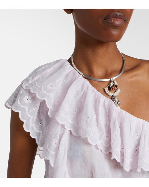 Isabel Marant Pink Lalia Embroidered Ruffled Minidress
