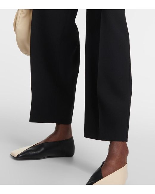 Jil Sander Black High-Rise Wool Wide-Leg Pants
