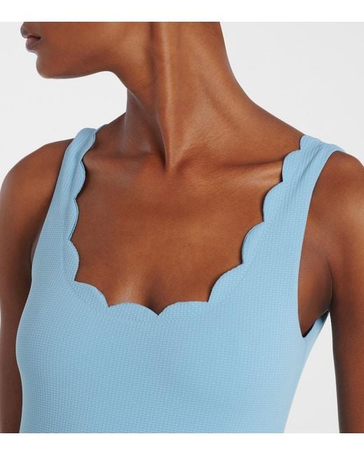 Marysia Swim Blue Palm Springs Scalloped Swimsuit