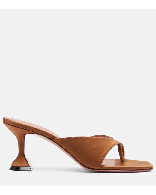 AMINA MUADDI Brown Shiona Satin Sandals