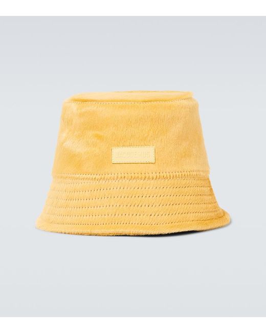 Cappello da pescatore Sperone in cavallino di Jacquemus in Yellow da Uomo