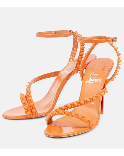 Christian Louboutin Orange Mafaldina Spikes 100 Leather Sandals