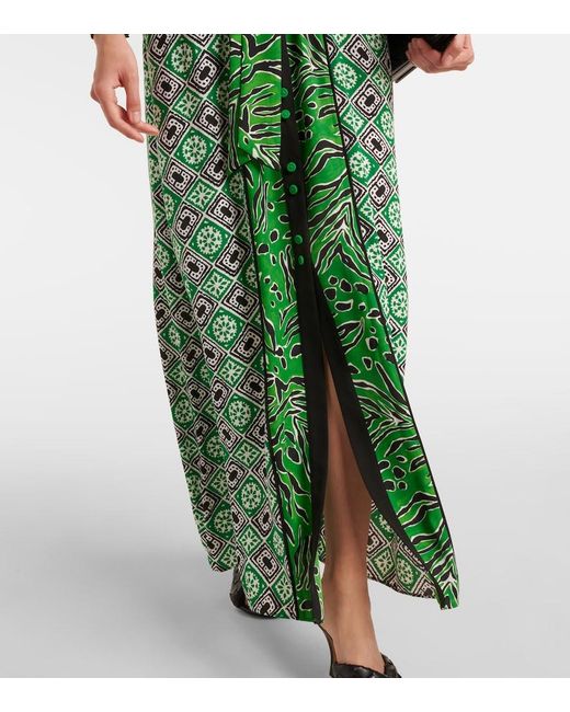 Diane von Furstenberg Green Joshua Printed Maxi Dress