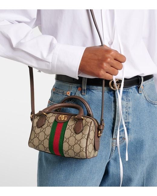 Gucci Brown Ophidia Gg Supreme Mini Bag